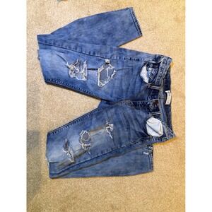 Mudd Low Rise Skinny Jeans Womens 11 Medium Wash Distressed Ripped Flex Stretch